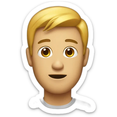 A surprized Looking man who has a big had on sticker