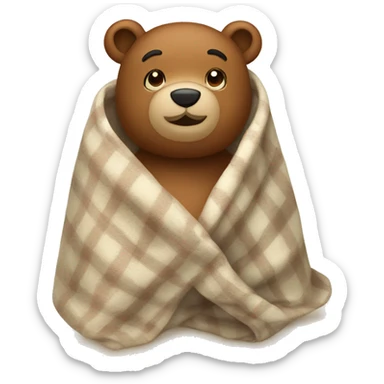 bear cozy in blanket sticker
