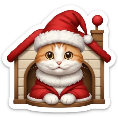 Christmas cat in aesthetic home sticker