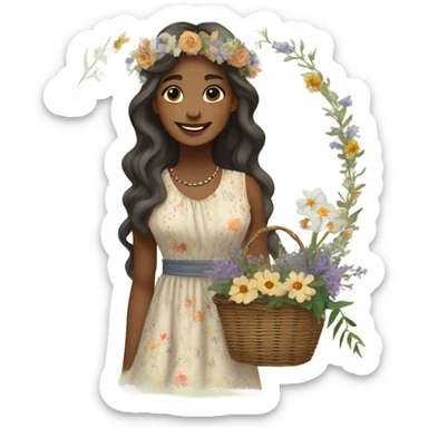 cottage core girl sticker