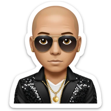 Pitbull, Rapper with black sequin outfit sticker