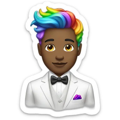 Posh-boy-with-white-suit-and-rainbow-unicorn-hair sticker