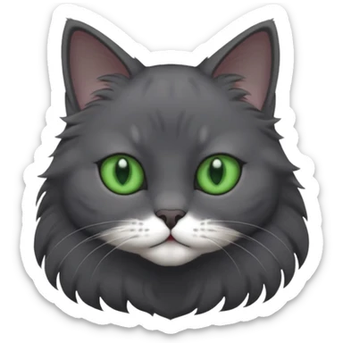 completely solid dark grey cat with green eyes and white paws sticker