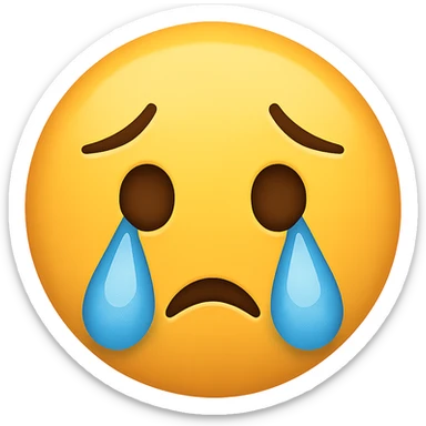 face with blue tears emoji, digital illustration sticker