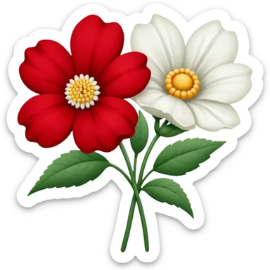 One red flower and one white flower in bouquet sticker