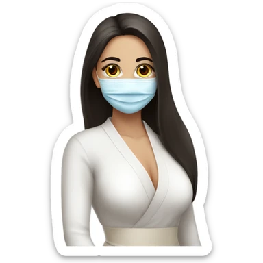 Beautiful Armenian girl with face mask spa beauty full body relaxing sticker