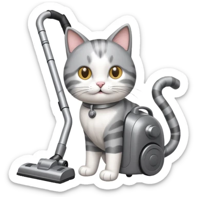 cat pushing vacuum cleaner sticker