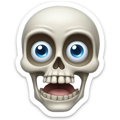 skeleton blue eyes eyes popping out of his head with his tongue out sticker