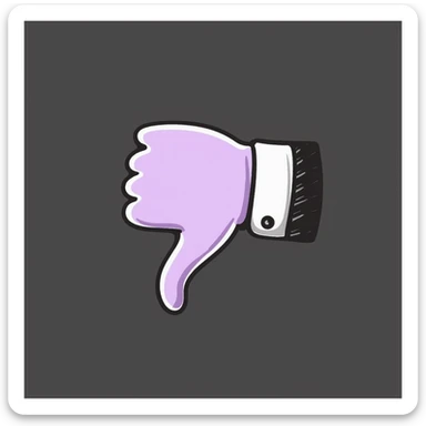 pastel chalk hand-drawn emoji of a thumbs down hand gesture, rough crayon texture, soft lilac and purple tones, doodle style, on a dark background, for an emotional Telegram channel sticker