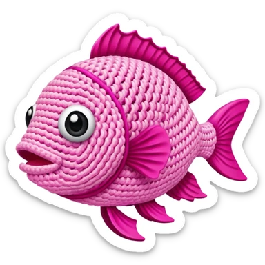 A pink fish is crochet  sticker