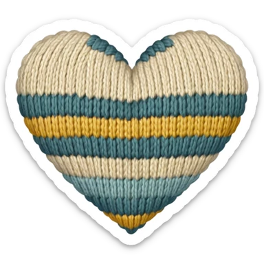 Patterned, Knitted, neutral colored heart  sticker