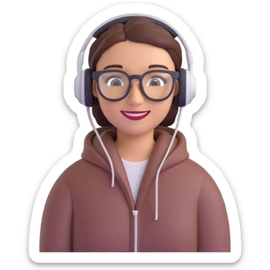 Human-like assistant — realistic but stylized person with a warm smile, headphones or sleek AR glasses.Human-like assistant — realistic but stylized person with a warm smile, headphones or sleek AR glasses. sticker