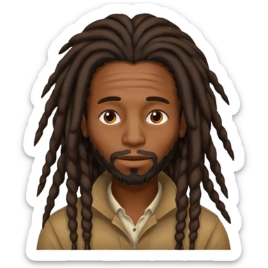 make a black man with long dreads covering his face  sticker