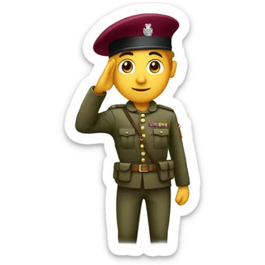 Saluting white Soldier with maroon beret  sticker