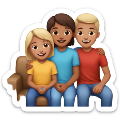 siblings sharing in a living room sticker
