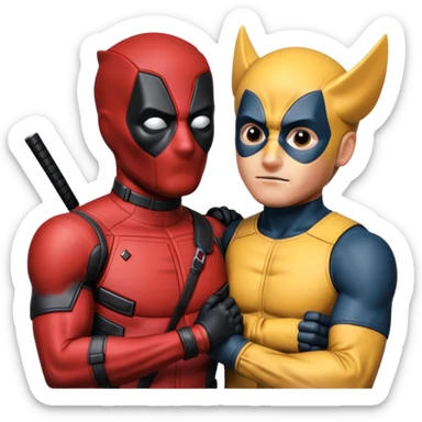 deadpool man and wolverine woman in love sticker