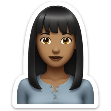 A Caucasian girl with medium length black hair and bangs sticker