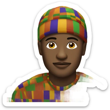 Guy wearing kente kufi sticker
