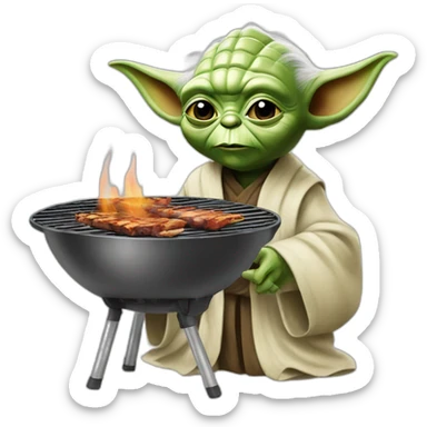 Yoda with à bbq sticker