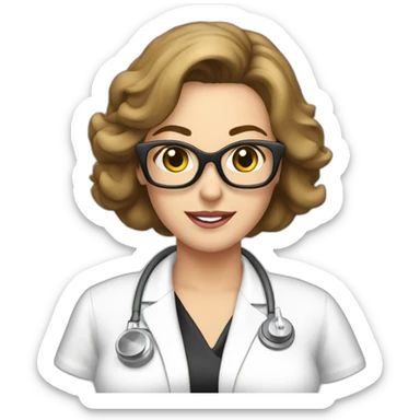 Posh-Radiologist-performing-breast-mammography-to-leni-klum sticker