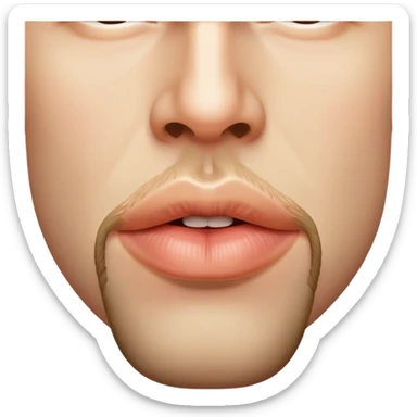 man's lips with short beard, close-up of mouth area between nose and neck sticker