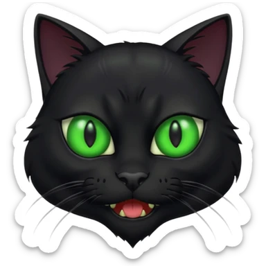 scary black cat with fur raised and back arched sticker