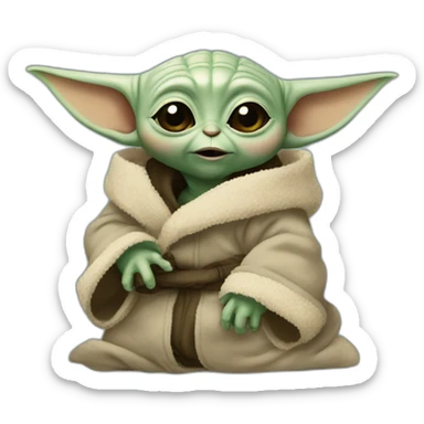 baby yoda abraçando um filhote de macaquinho sticker