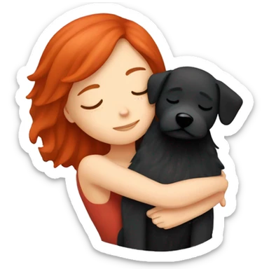 Red hair girl sleep with her maltese black dog sticker