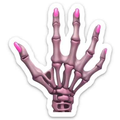 Skeleton hand 5 fingers with pink polish nails minimalistic  sticker
