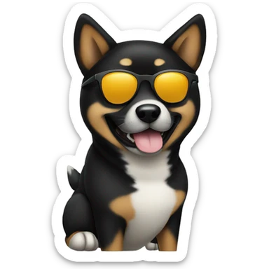 Black Shiba Inu wearing sunglasses sticker