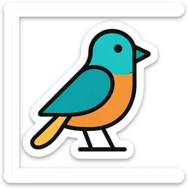 bird, lineal color outlined icon style, black outlines with color fill, modern, friendly sticker