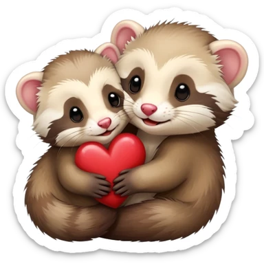 Ferret hugging a ferret is heart sticker