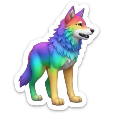 Rainbow Wolf Full Body sticker