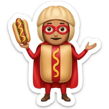 a hero who wear Hotdog costume  with a hero mask  sticker