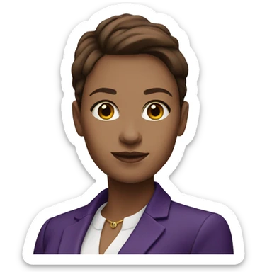 white skin business woman with brown hair in a purple blazer sticker