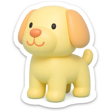              Transform {subject} into a soft vinyl figure with a smooth, glossy surface. The material should look slightly rubbery and tactile, with minimalistic curves and a matte-gloss hybrid finish. Use pastel or soft solid colors. The surface is seamless, with no visible textures or roughness. Studio lighting, vibrant background, clean, playful, designer toy aesthetic and no shadows. {subject} = dog, make sure the mouth has nice outlines sticker