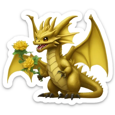 king ghidorah holding black flower sticker