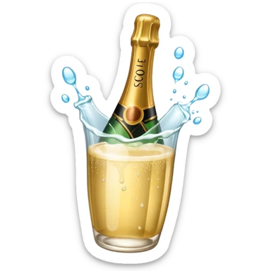 Champaine bottle squirt sticker