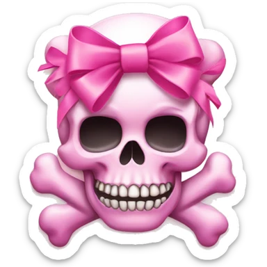 Pink Girly Skull and crossbones with pink bow  sticker