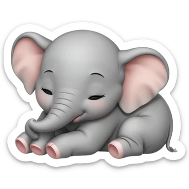meme-worthy-cute-sleeping-baby-elephant-portrait-emoji,-head-resting-peacefully-with-a-contented-smile,-showcasing-a-delightfully-tiny-build-and-a-luxuriously-soft-gray-hide,-eyes-shut-in-a-serene,-restful-nap,-simplified sticker