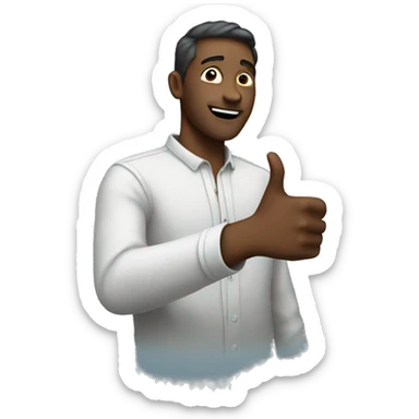 man pointing at sky with both hands sticker