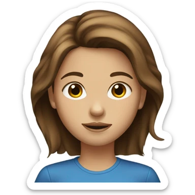 brown hair girl blue e sticker