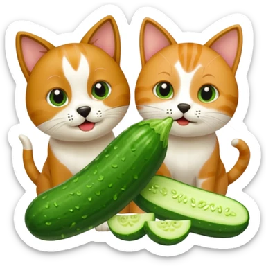 Köpekin yaninda kedi inside hiyar yesin sticker