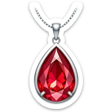 close-up of a ruby's fiery core in a teardrop pendant, glowing intensely sticker