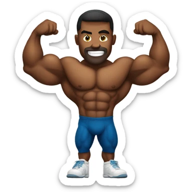 Bodybuilder showing biceps sticker