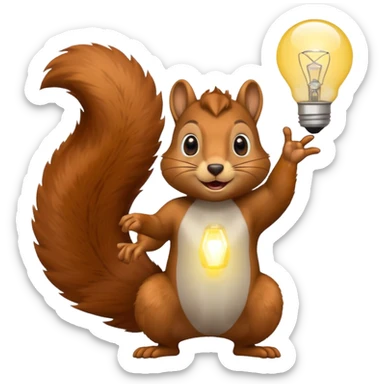 a squirrel with a lightbulb above its head, looking excited sticker