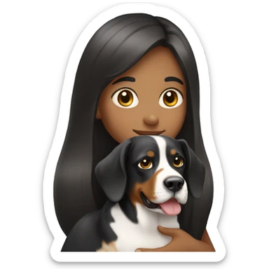 girl with long hair holding a greater swiss mountain dog sticker