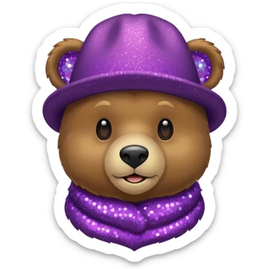 Urso adulto com boné roxo com glitter sticker