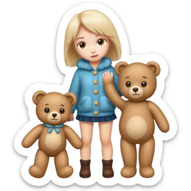 a full body of girl kid wearing fur clothing, playing teddy bear



















 sticker