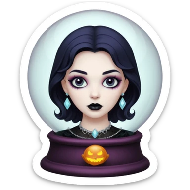 A Ghoulish Lady's head in a crystal ball sticker